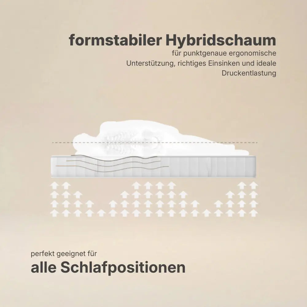 Grafische Darstellung der ergonomischen Druckentlastung durch formstabilen Hybridschaum der Hybridschaum Wendematratze 18 cm