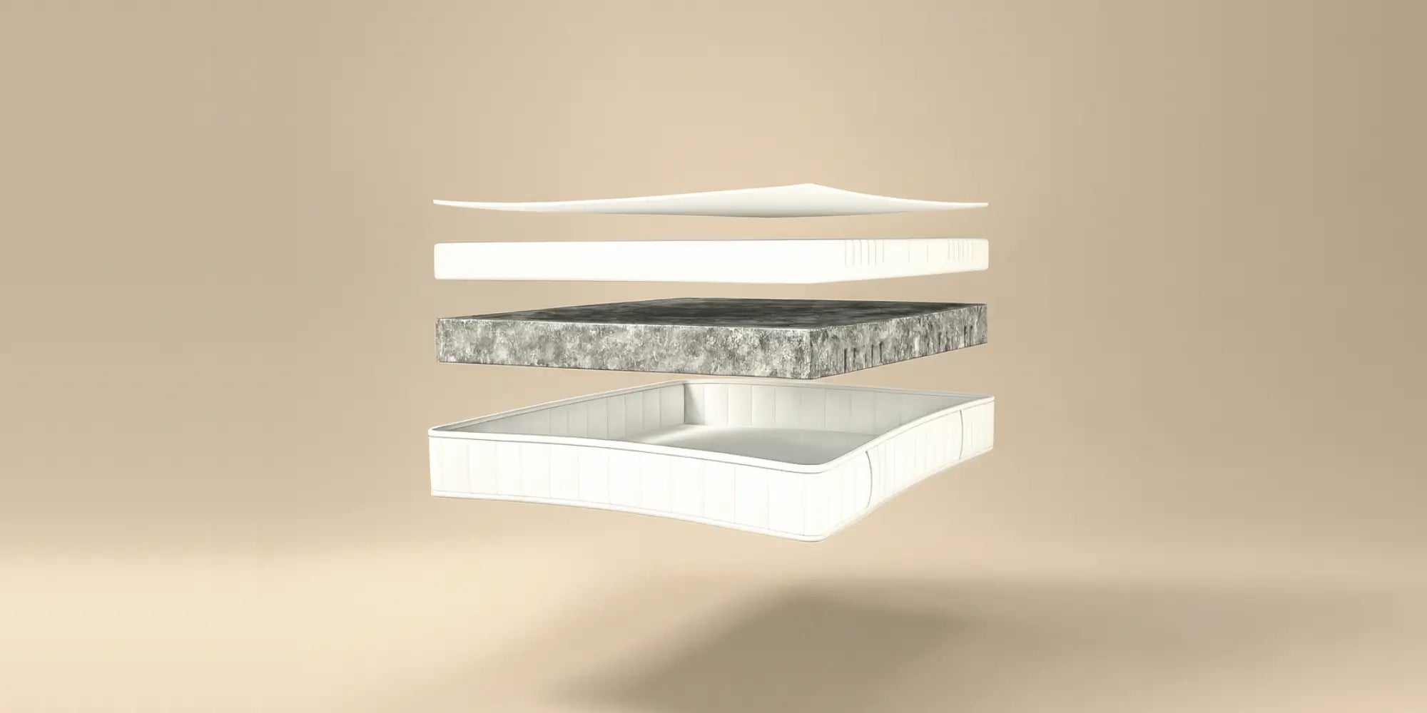 Explosionsdarstellung der Essential Hybridschaummatratze mit 18cm Komforthöhe mit allen Bestandteilen