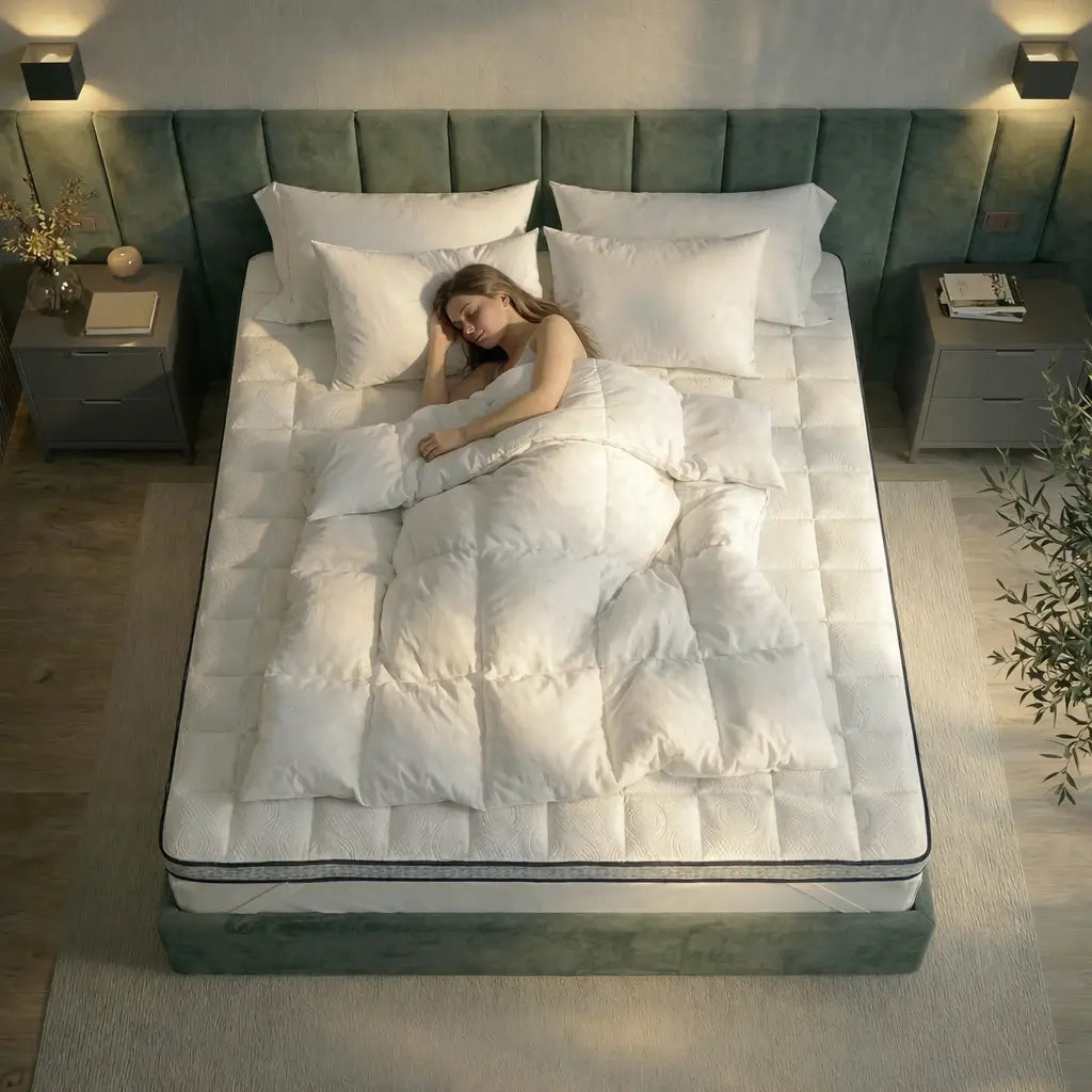 Frau schläft auf dem Gelschaum-Topper