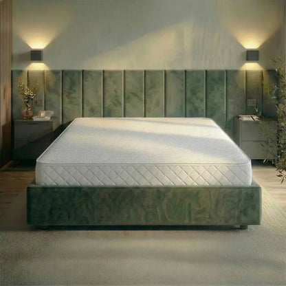 Hybridschaum Wendematratze 24 cm auf Polsterbett in modernem Schlafzimmer