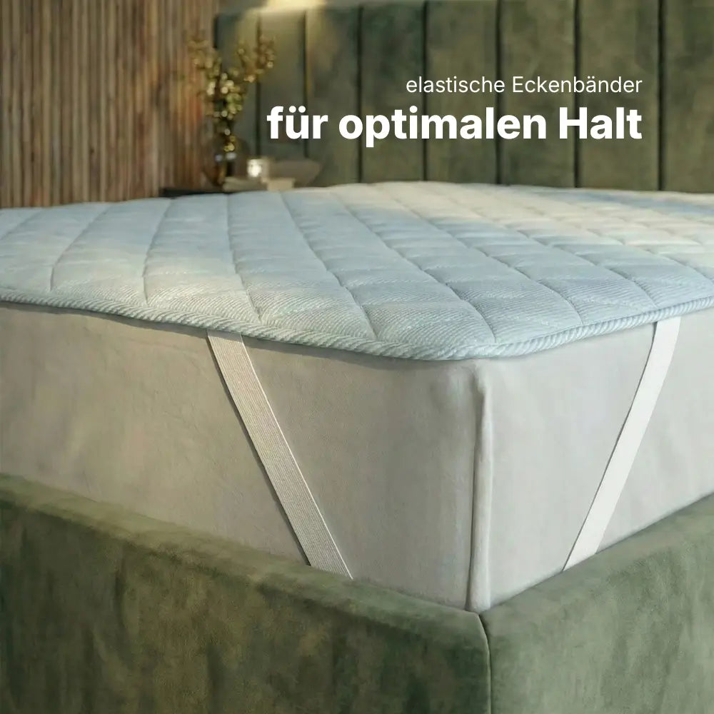 TopCool Matratzenauflage mit elastischen Eckbändern, sicher auf der Matratze befestigt für optimalen Halt ohne Verrutschen